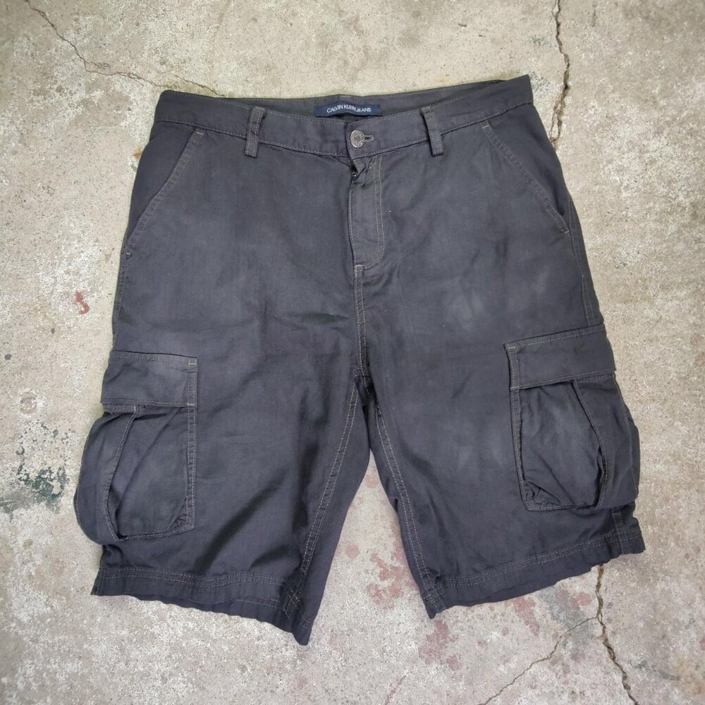 'Calvin Klein' faded black object dyed cargo shorts men's 30